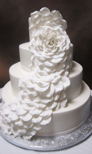 falling rose petal wedding cake